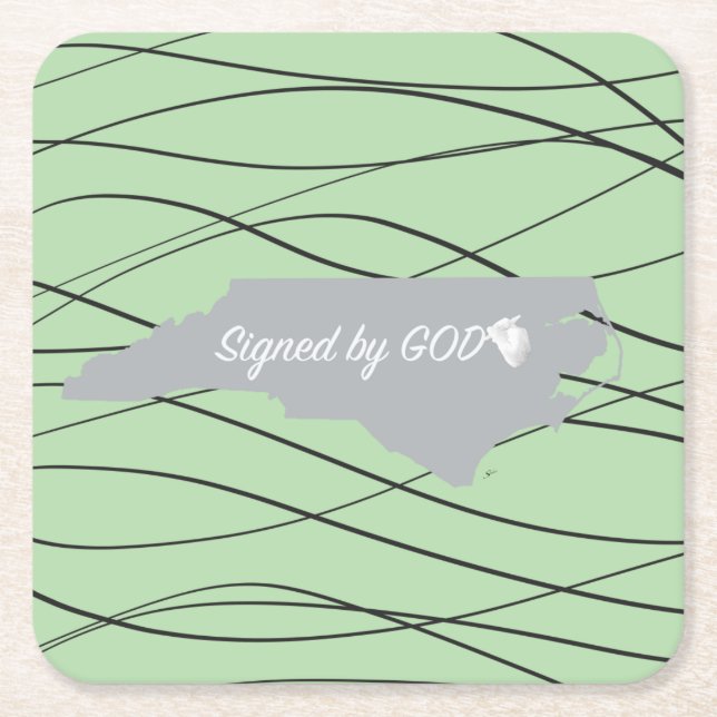 North Carolina ,Signed by God Square Paper Coaster (Front)