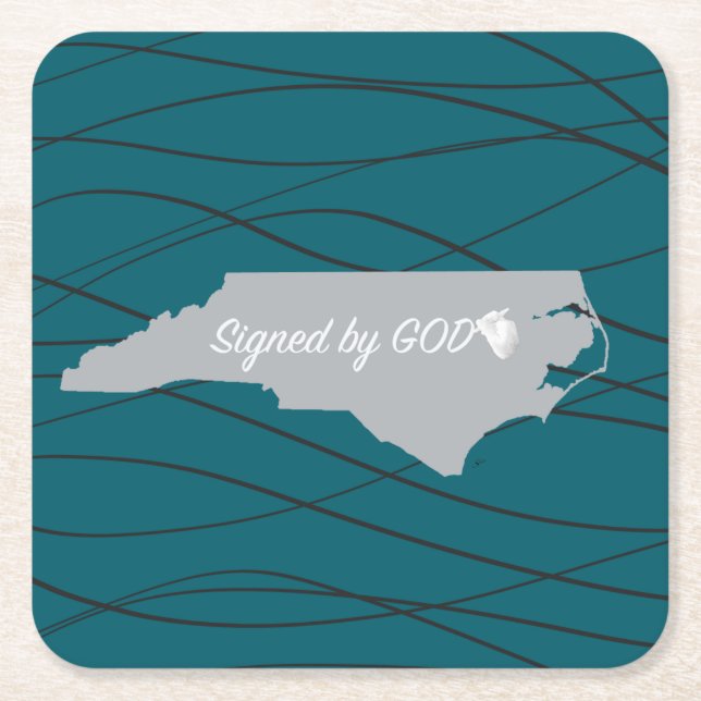 North Carolina ,Signed by God Square Paper Coaster (Front)