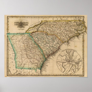 North Carolina, South Carolina, Georgia Poster