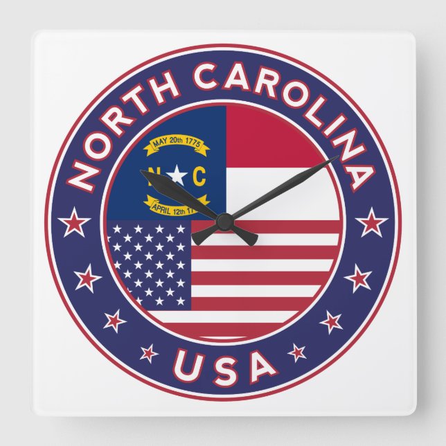 North Carolina Square Wall Clock (Front)