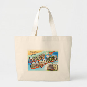 North Carolina State #2 NC Vintage Travel Postcard Large Tote Bag