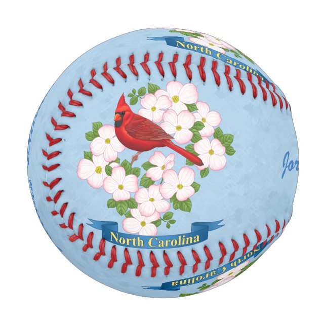 North Carolina State Cardinal Bird Dogwood Flower Baseball (Front Left)