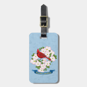 North Carolina State Cardinal Bird Dogwood Flower Luggage Tag