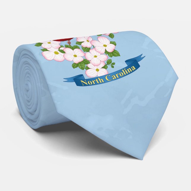 North Carolina State Cardinal Bird Dogwood Flower Tie (Rolled)