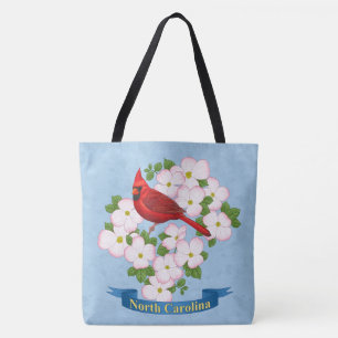 North Carolina State Cardinal Bird Dogwood Flower Tote Bag