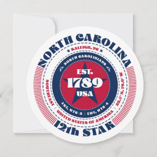 North Carolina State Circular Typography Flat Card