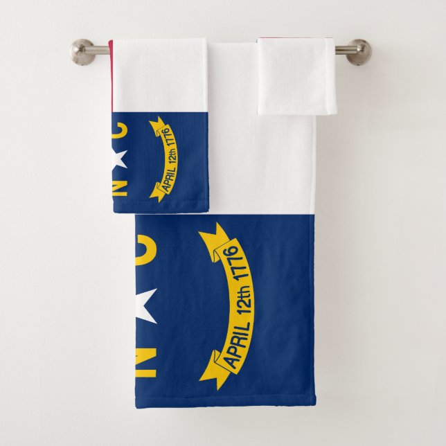 North Carolina State Flag Bath Towel Set (Insitu)