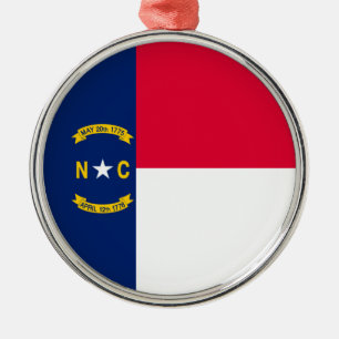 North Carolina State Flag Design Metal Tree Decoration