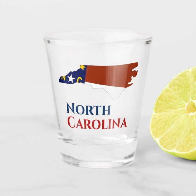 North Carolina State Flag Map Shot Glass (Front)