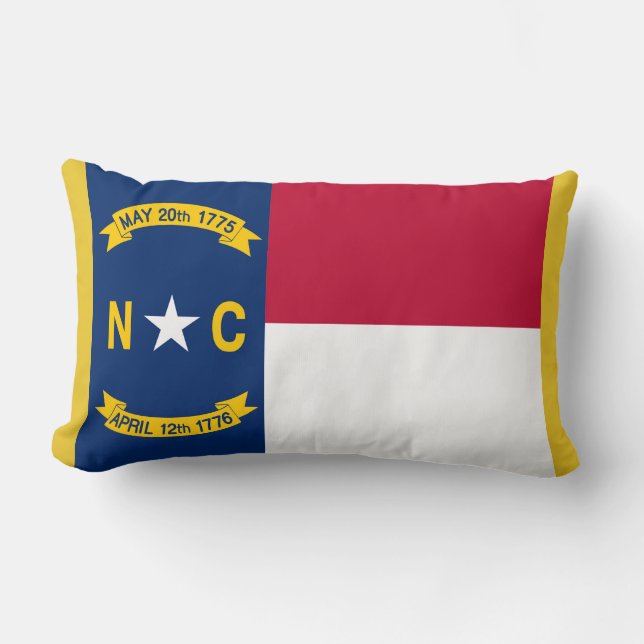 North Carolina State Flag Print Patriotic Lumbar Cushion (Front)
