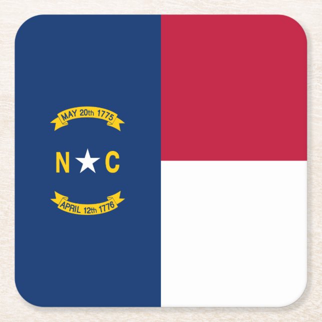 North Carolina State Flag Square Paper Coaster (Front)