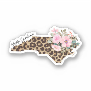 North Carolina State Leopard Print With Flowers