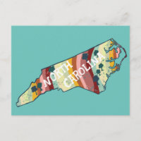 North Carolina State Map Illustrated Bold Colourfu