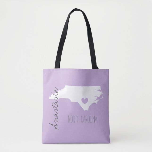 North Carolina State map  personalize name Tote Bag (Front)