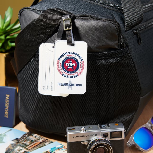 North Carolina State Personalised Luggage Tag (Front & Back)