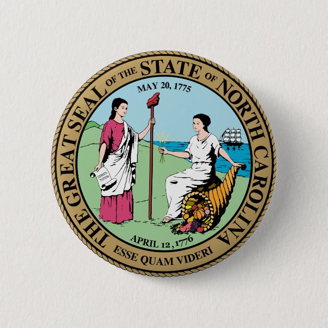 North Carolina state seal america republic symbol 6 Cm Round Badge (Front)