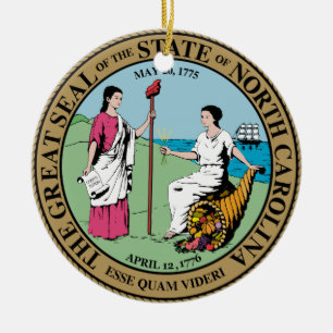 North Carolina State Seal Ceramic Tree Decoration