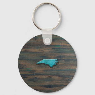 North Carolina State Shape Teal Key Ring
