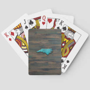 North Carolina State Shape Teal Playing Cards