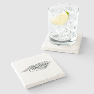 North Carolina State Typography Stone Coaster
