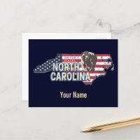 North Carolina State United States Map USA Vintage
