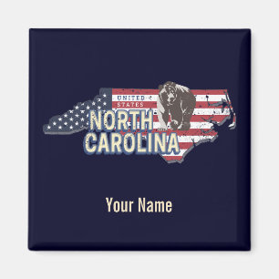 North Carolina State United States Map USA Vintage Magnet