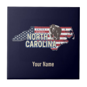 North Carolina State United States Map USA Vintage Tile