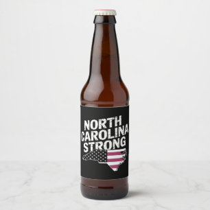 North Carolina Strong With NC State And USA Flag Beer Bottle Label