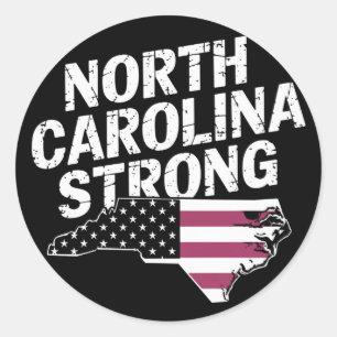 North Carolina Strong With NC State And USA Flag Classic Round Sticker
