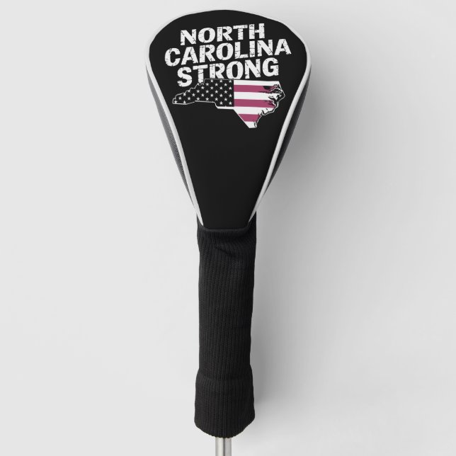 North Carolina Strong With NC State And USA Flag Golf Head Cover (Front)