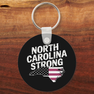 North Carolina Strong With NC State And USA Flag Key Ring