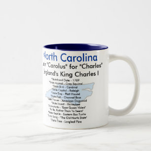 North Carolina Symbols & Map Two-Tone Coffee Mug