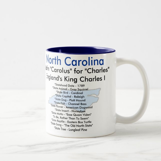 North Carolina Symbols & Map Two-Tone Coffee Mug (Right)
