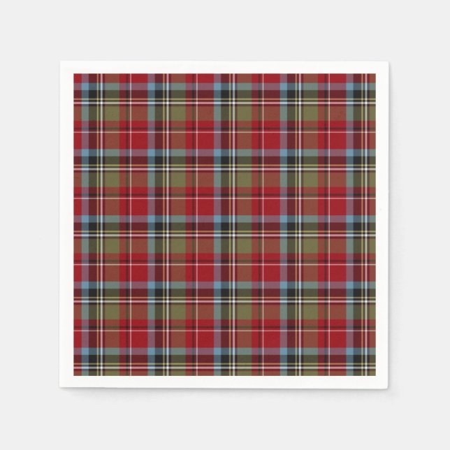 North Carolina Tartan Red Vintage Plaid Napkin (Front)