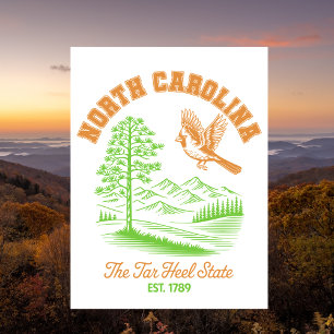 North Carolina The Tar Heel State Est. 1789 Travel Postcard