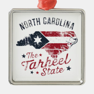 North Carolina The Tarheel State Map Metal Tree Decoration