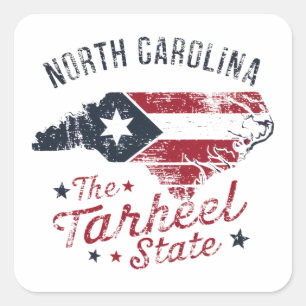 North Carolina The Tarheel State Map Square Sticker