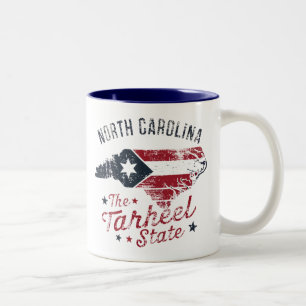North Carolina The Tarheel State Map Two-Tone Coffee Mug