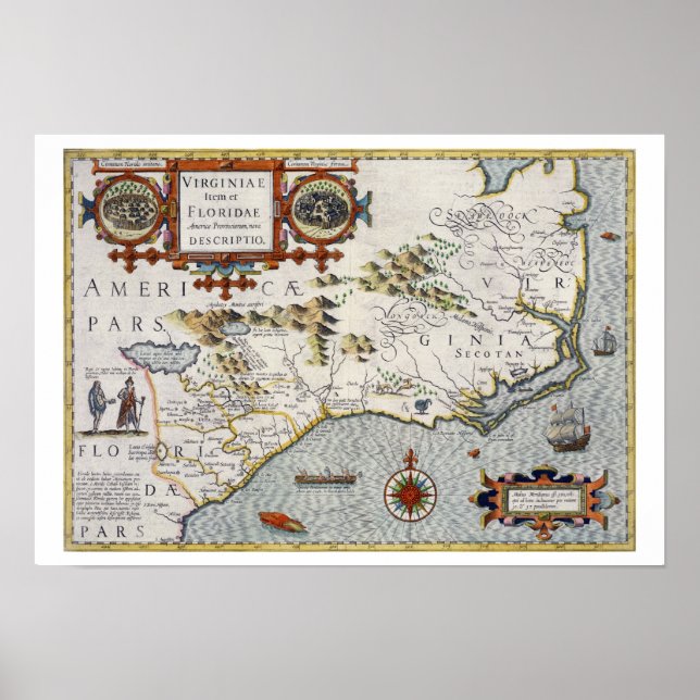 North Carolina, titled 'Virginiae item et Floridae Poster (Front)
