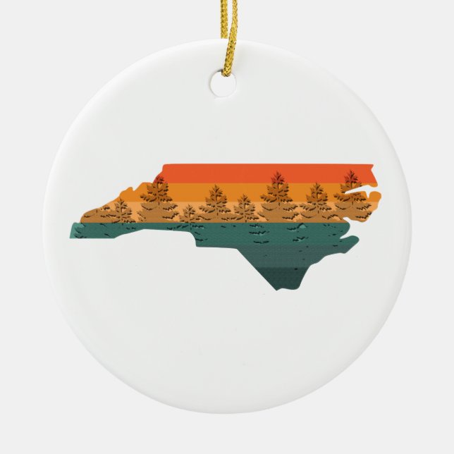 North Carolina Tree Silhouette Ceramic Tree Decoration (Front)