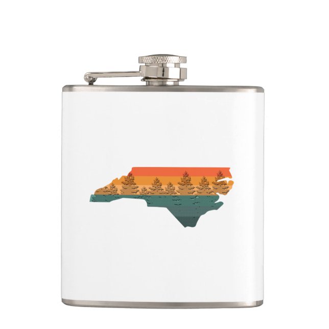 North Carolina Tree Silhouette Hip Flask (Front)