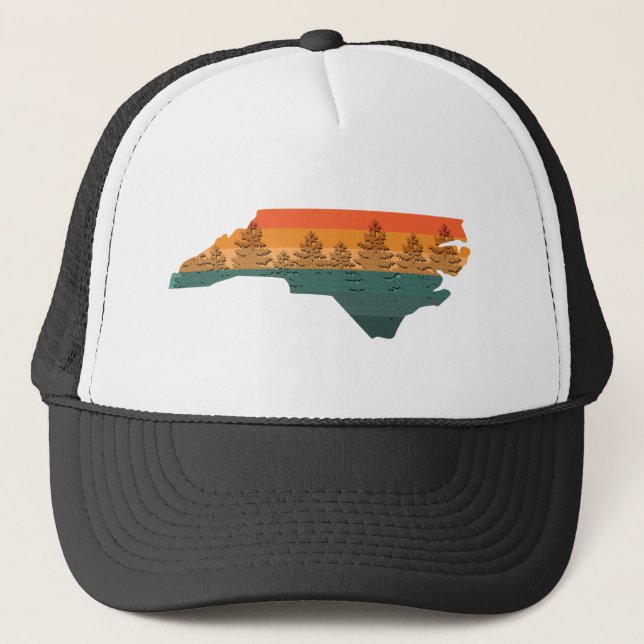North Carolina Tree Silhouette Trucker Hat (Front)