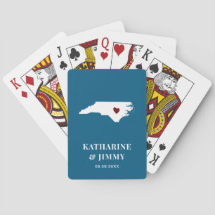 North Carolina Wedding Favour Deck of Cards, Map Playing Cards