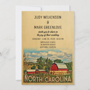 North Carolina Wedding Invitation Farm Barn Rustic