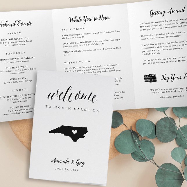 North Carolina Wedding Welcome Letter & Itinerary Tri-Fold Programme (Creator Uploaded)
