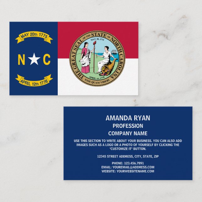 North Carolinian Flag & Seal, North Carolina Business Card (Front/Back)