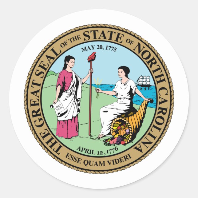 North Carolinian Seal, North Carolina Classic Round Sticker (Front)