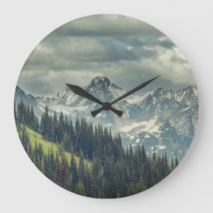 North Cascade: Majestic Mountain Peak. Large Clock