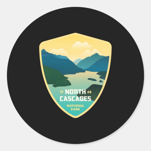 North Cascades 1968 National Park Tea Classic Round Sticker (Front)