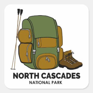 North Cascades National Park Backpack Square Sticker